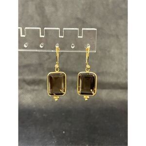 Gold 14k Smokey Quartz Drop Earrings